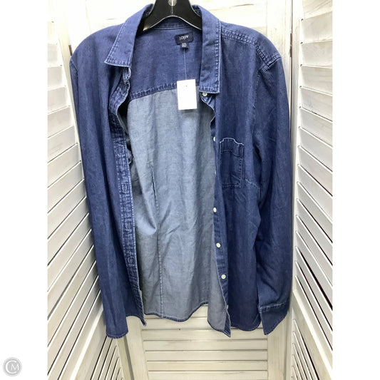 Top Long Sleeve By J. Crew In Blue Denim, Size: Xxl