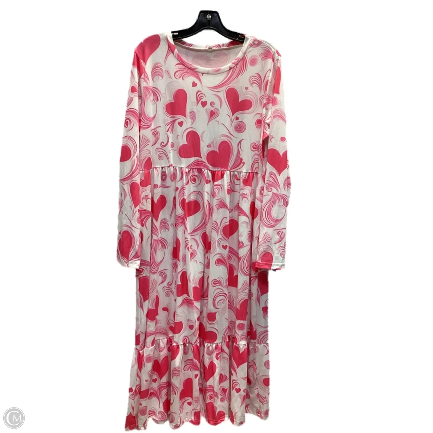 Dress Casual Maxi By Clothes Mentor In Pink & White, Size: L