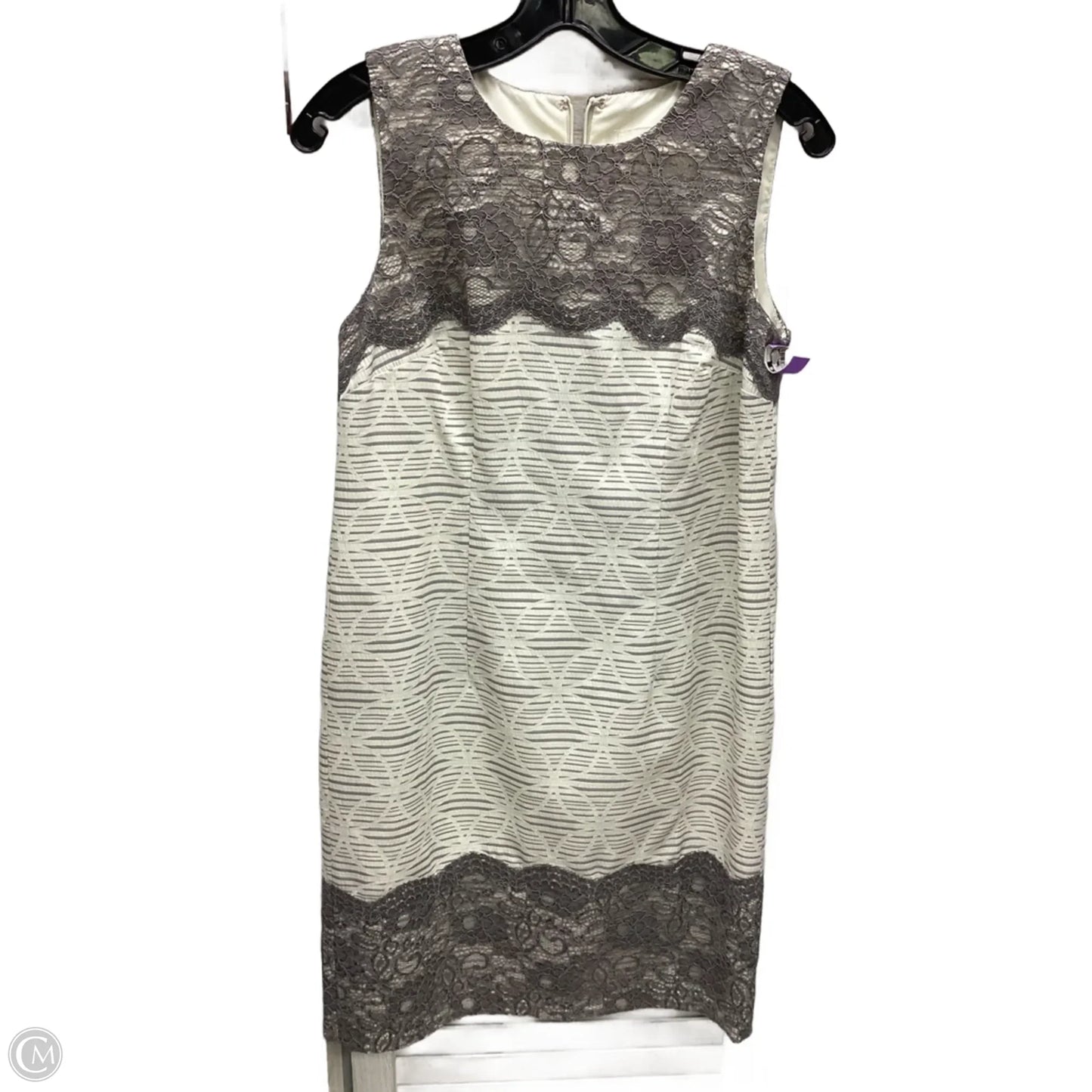 Dress Casual Midi By Loft In Cream & Grey, Size: 2