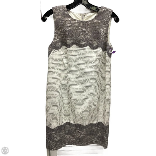 Dress Casual Midi By Loft In Cream & Grey, Size: 2