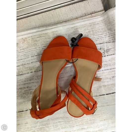 Sandals Heels Wedge By Loft In Orange, Size: 7.5
