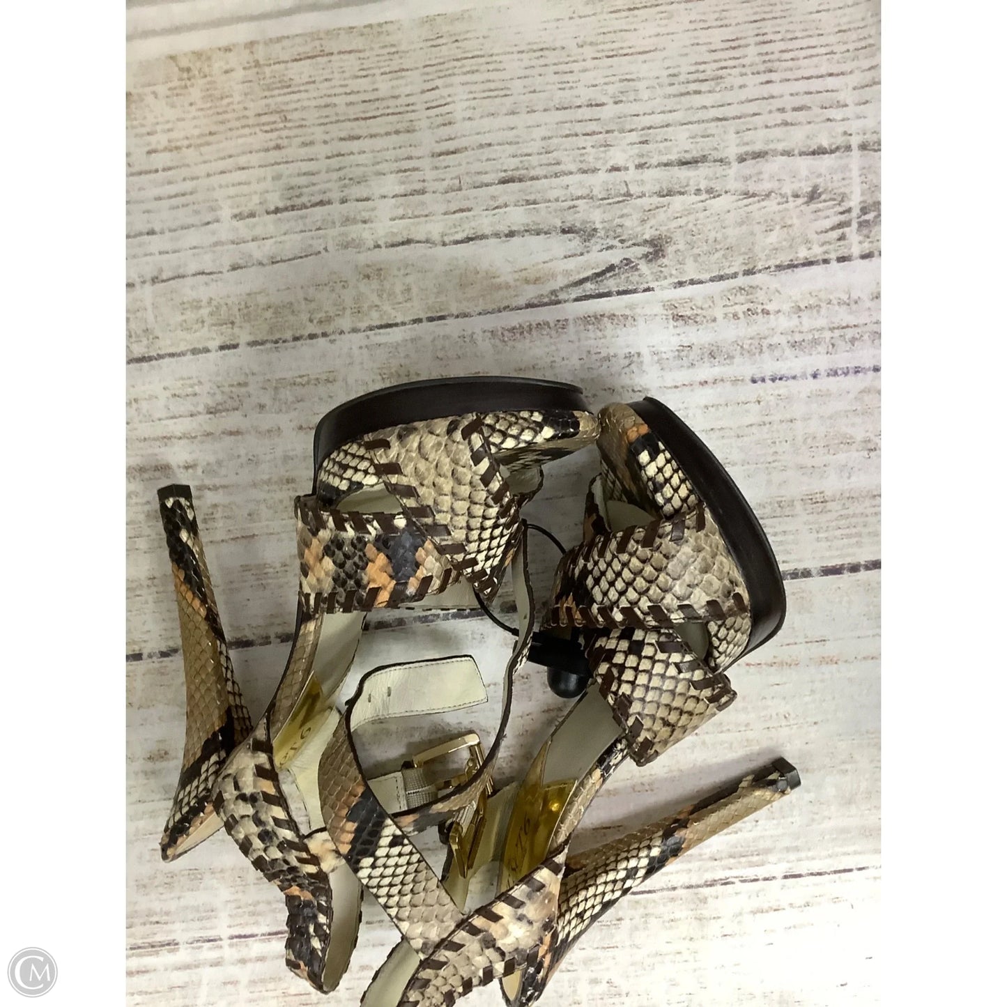 Sandals Heels Stiletto By Michael By Michael Kors In Snakeskin Print, Size: 7.5