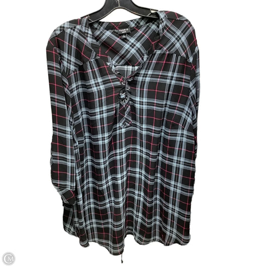 Top Long Sleeve By Torrid In Plaid Pattern, Size: 4x