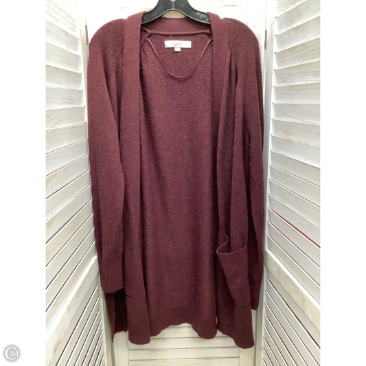 Sweater Cardigan By Loft In Maroon, Size: Xl