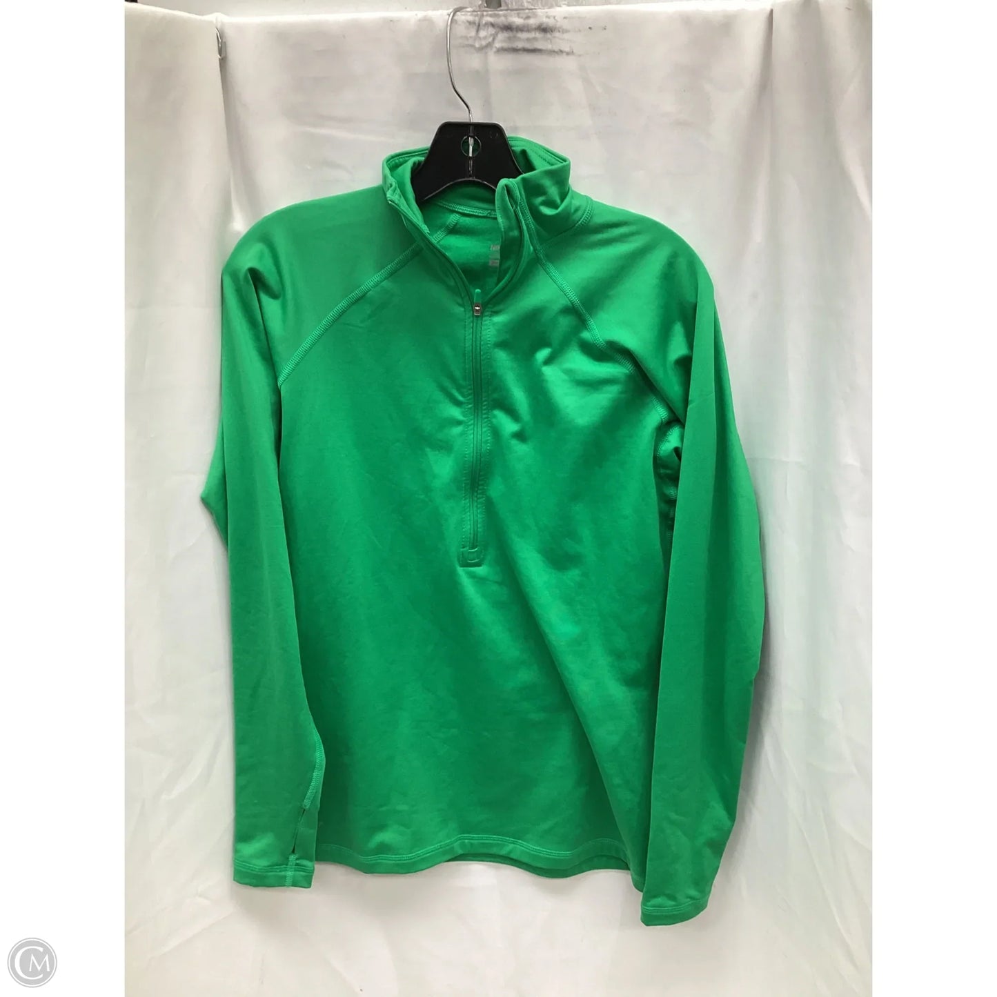 Athletic Top Long Sleeve Collar By Nike Apparel In Green, Size: L