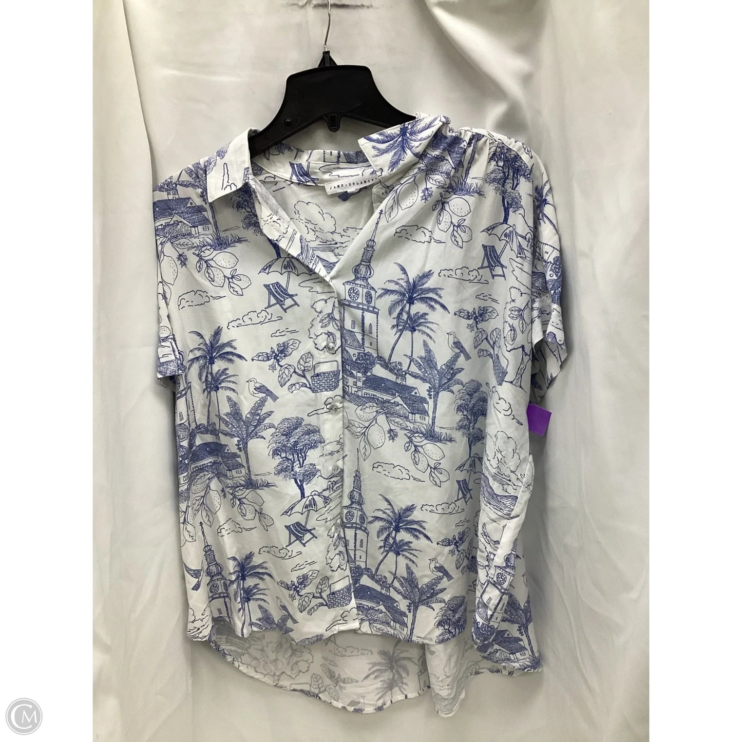 Top Short Sleeve By Jane And Delancey In Blue & White, Size: Xl