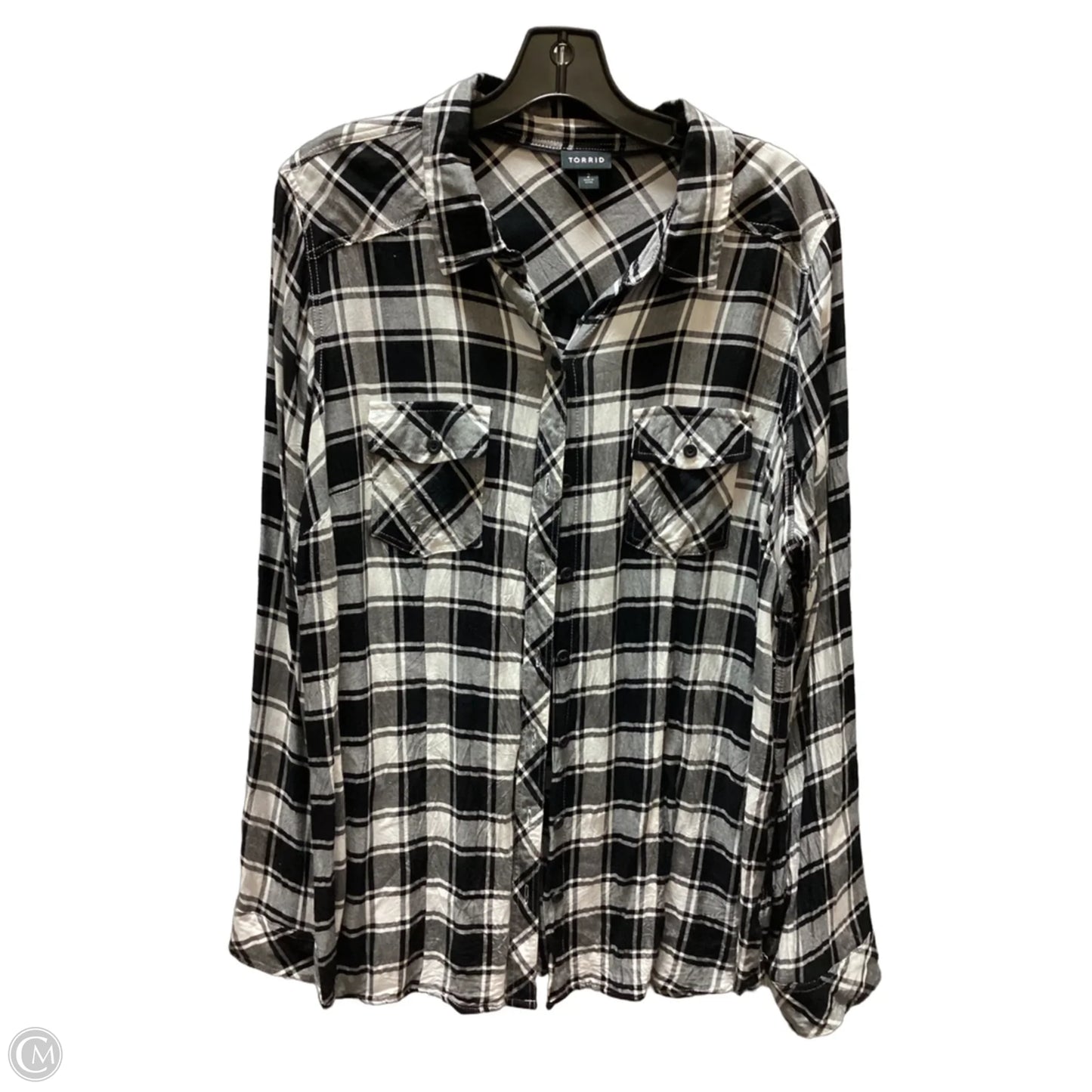 Top Long Sleeve By Torrid In Plaid Pattern, Size: 2x