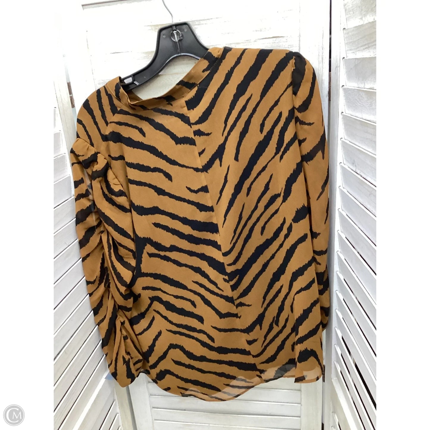 Top Long Sleeve By White House Black Market In Animal Print, Size: L