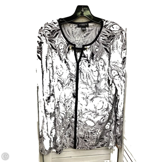 Top Long Sleeve By Liz Claiborne In Black & White, Size: L