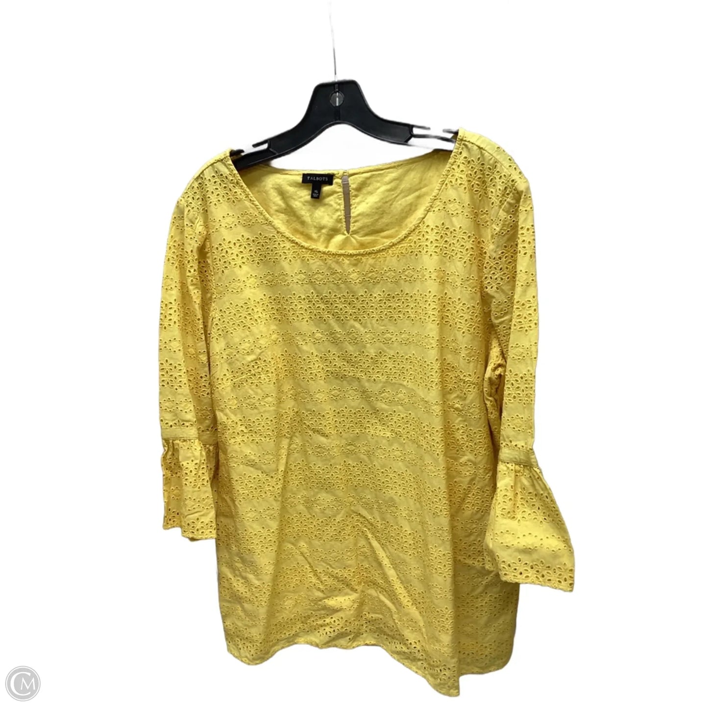 Top 3/4 Sleeve Basic By Talbots In Yellow, Size: Xl