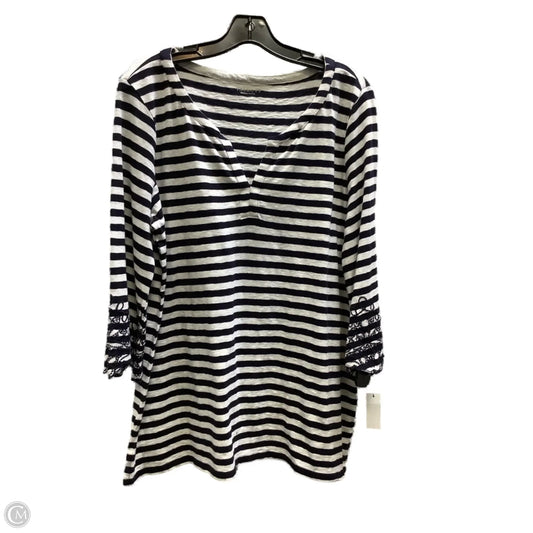 Top Long Sleeve By Talbots In Striped Pattern, Size: 1x