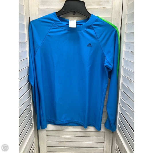 Athletic Top Long Sleeve Collar By Adidas In Blue, Size: M