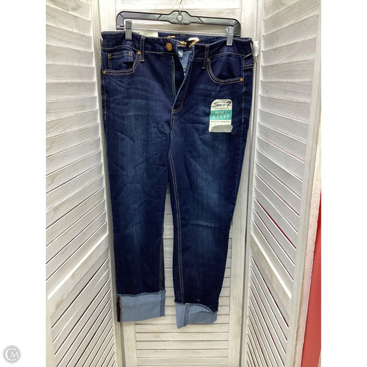 Jeans Straight By Seven 7 In Blue Denim, Size: 12