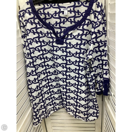 Top 2pc 3/4 Sleeve By Old Navy In Blue & White, Size: Xl