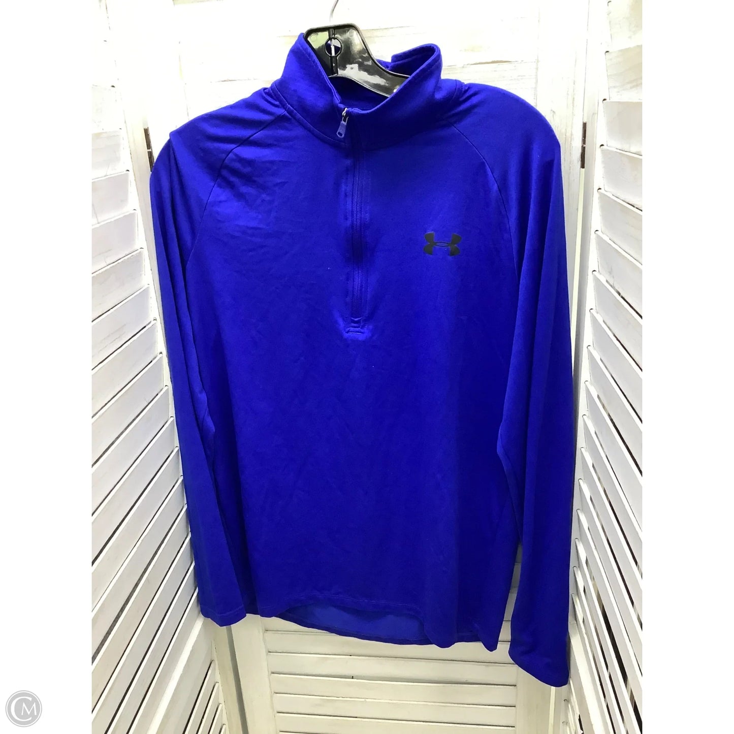 Athletic Top Long Sleeve Collar By Under Armour In Blue, Size: S