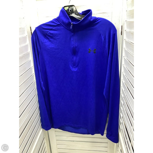 Athletic Top Long Sleeve Collar By Under Armour In Blue, Size: S