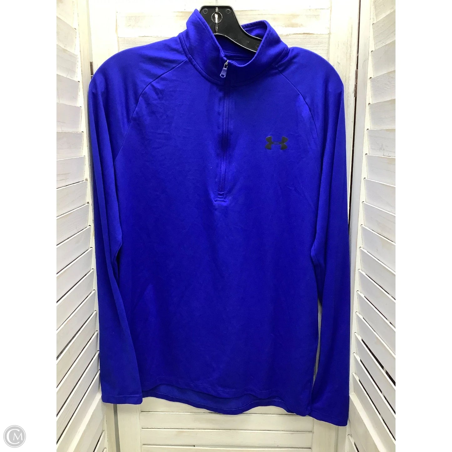 Athletic Top Long Sleeve Collar By Under Armour In Blue, Size: S
