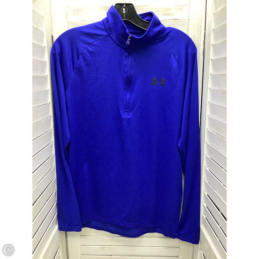 Athletic Top Long Sleeve Collar By Under Armour In Blue, Size: S