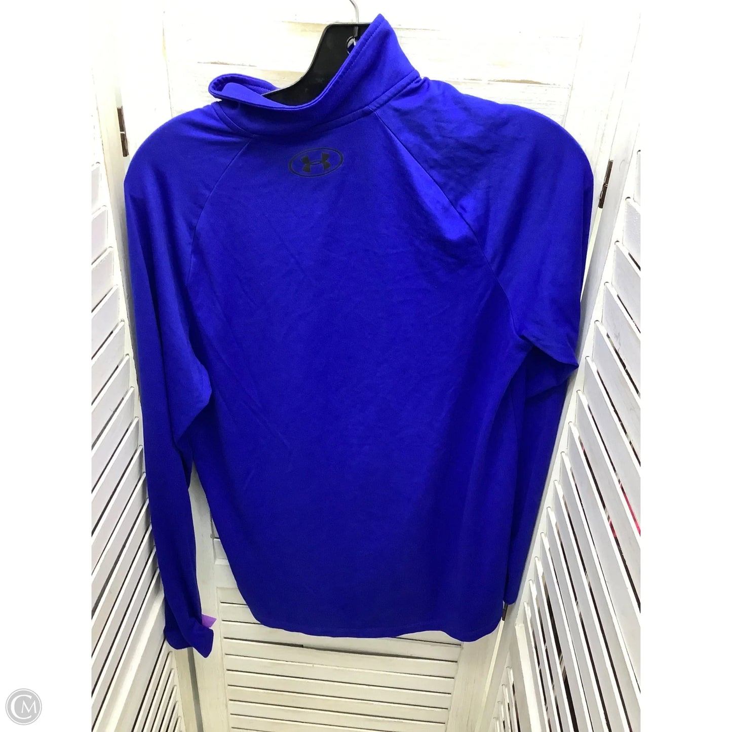 Athletic Top Long Sleeve Collar By Under Armour In Blue, Size: S