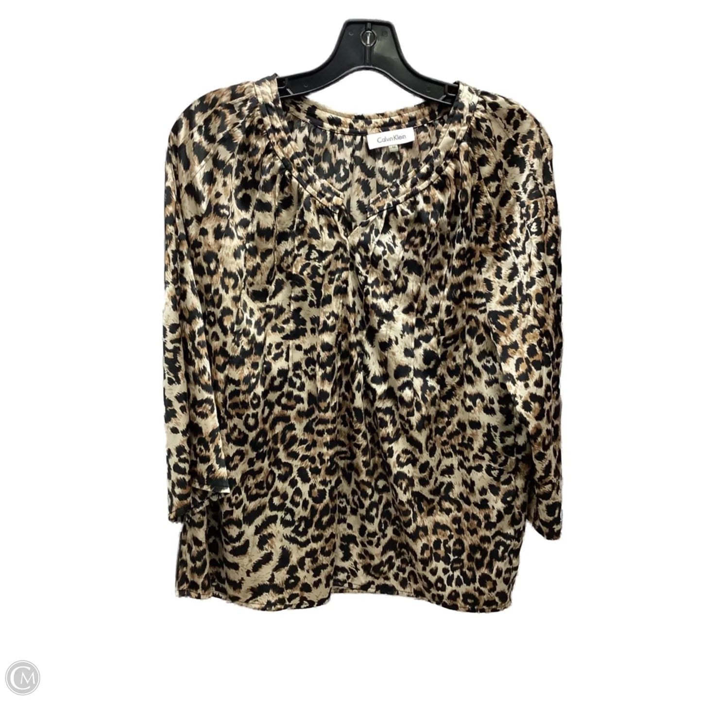 Top Long Sleeve By Calvin Klein In Animal Print, Size: M