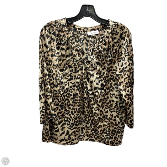 Top Long Sleeve By Calvin Klein In Animal Print, Size: M