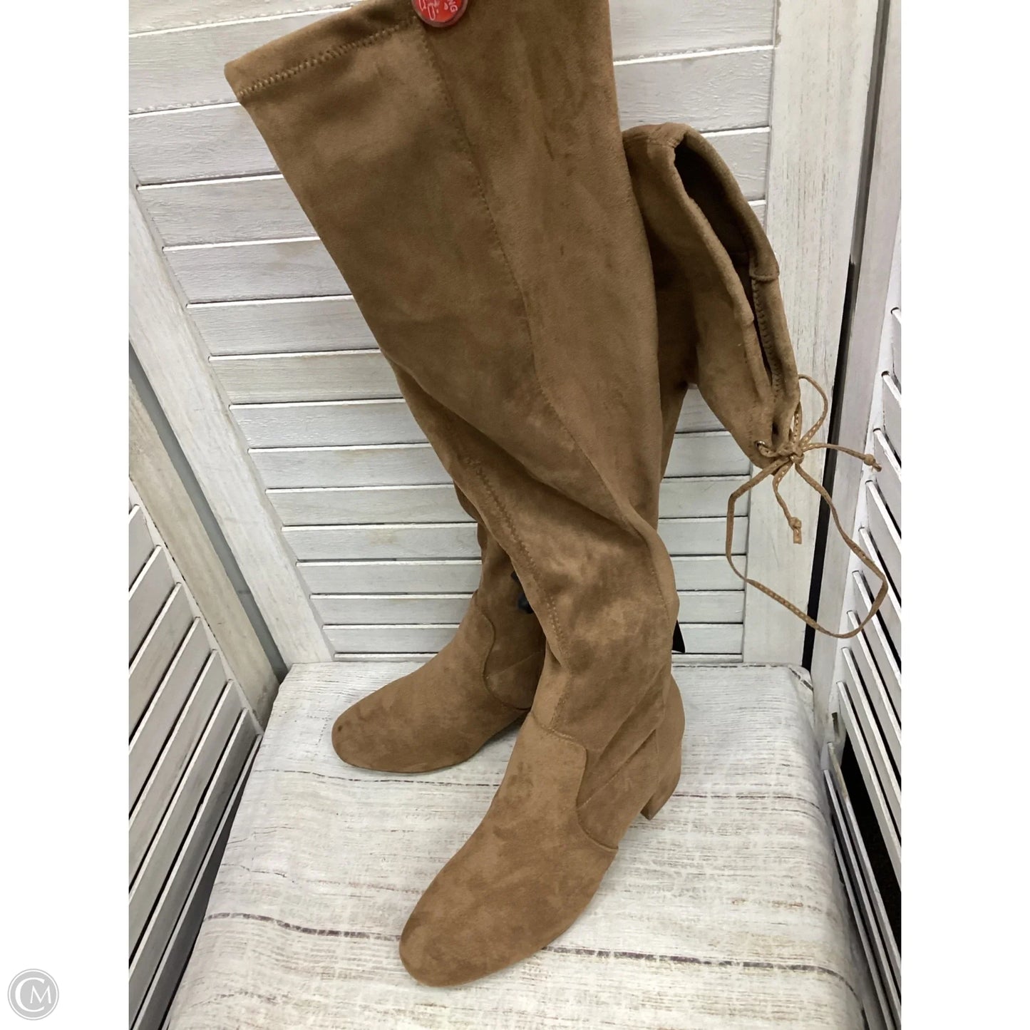 Boots Knee Heels By Forever 21 In Tan, Size: 7.5
