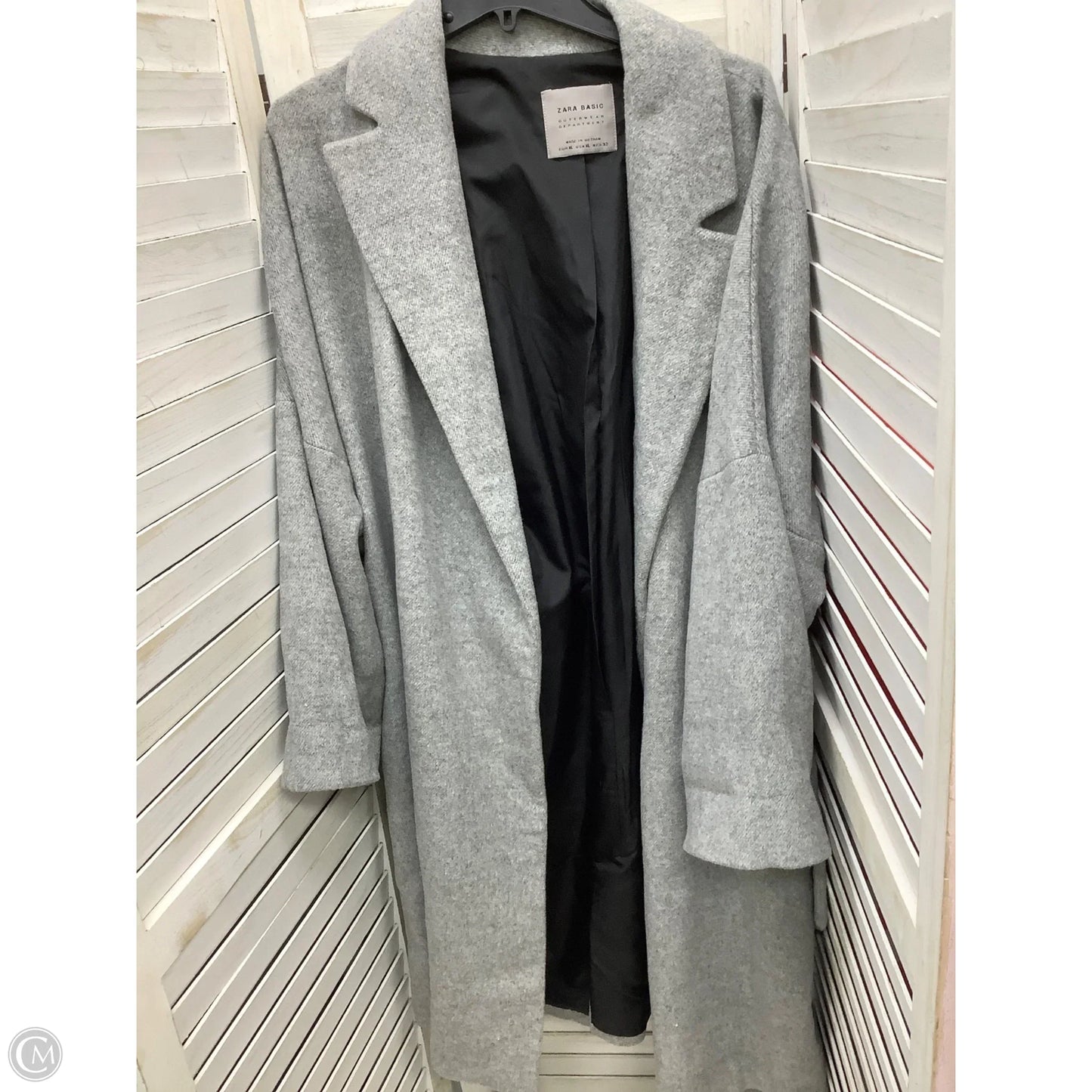 Coat Peacoat By Zara Basic In Grey, Size: Xl