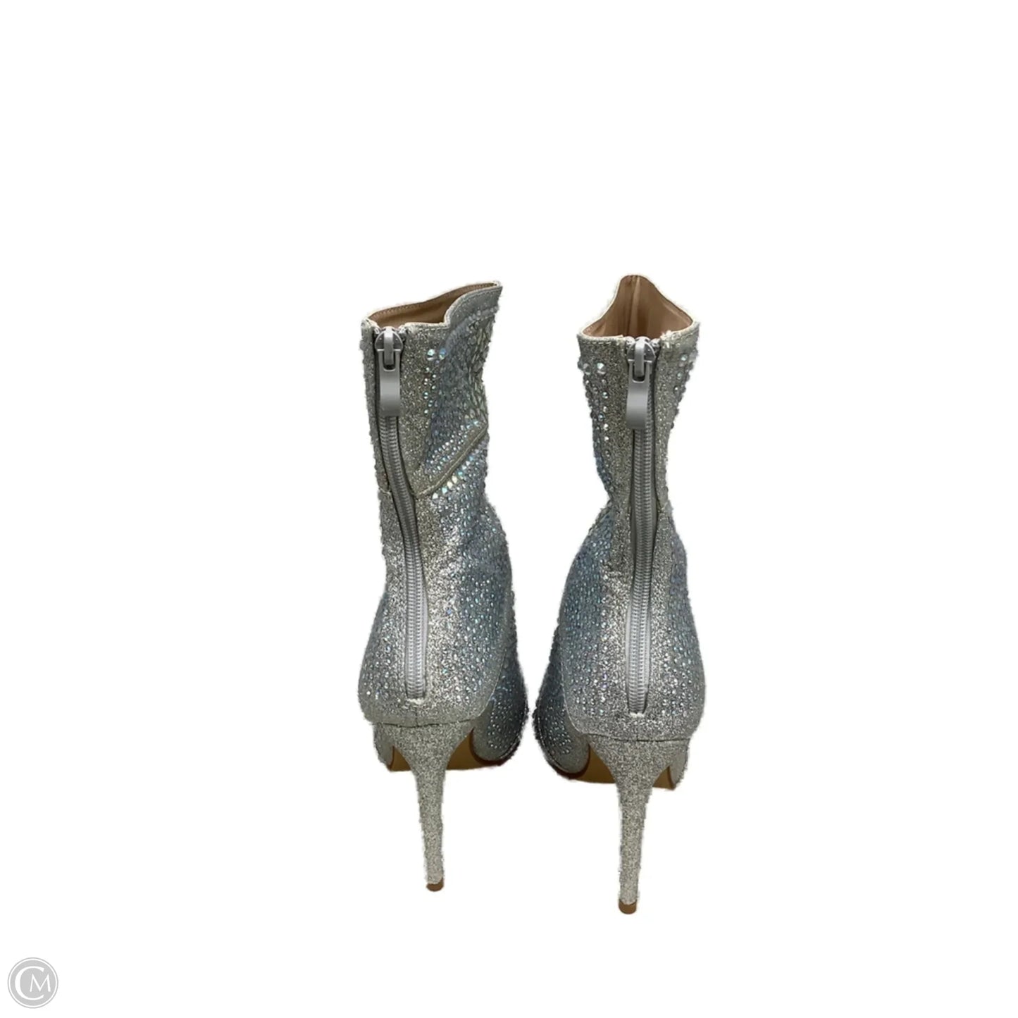 Boots Ankle Heels By Clothes Mentor In Silver, Size: 8.5
