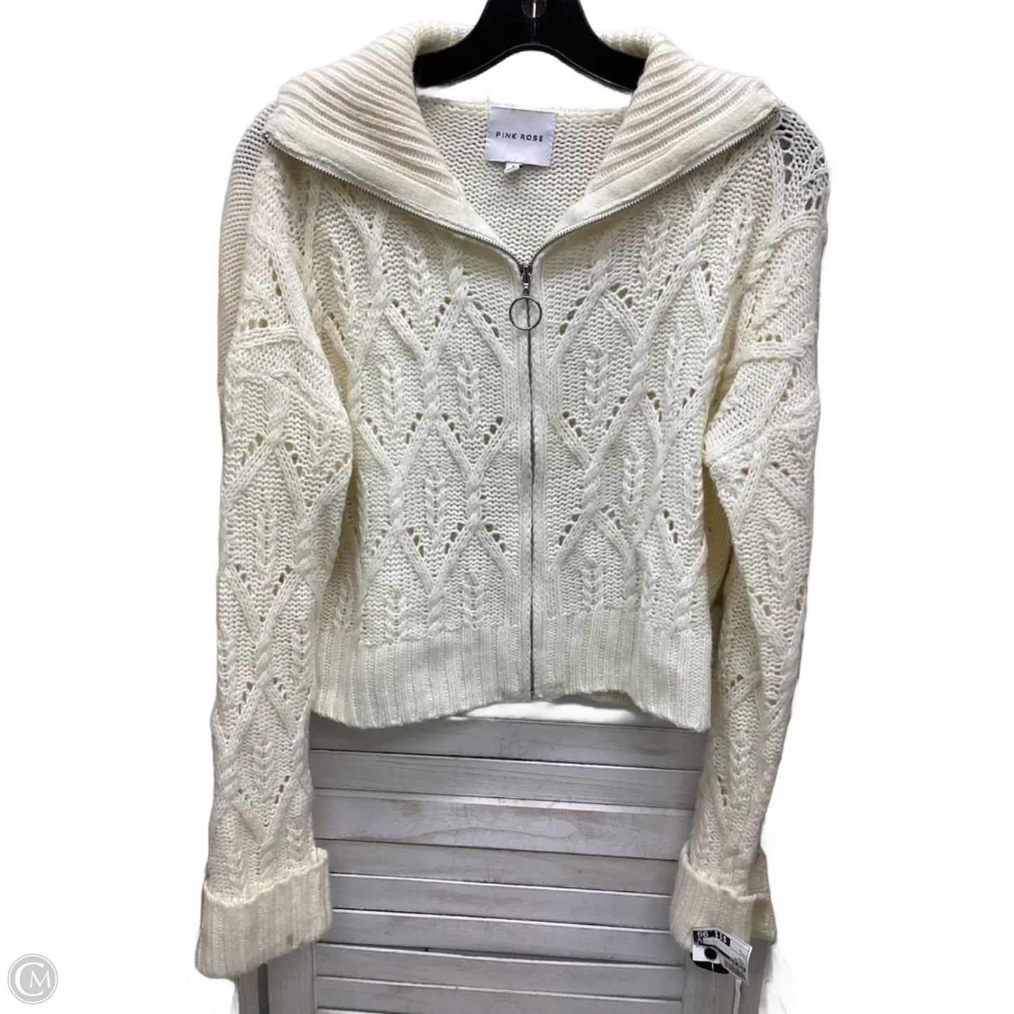Sweater By Pink Rose In Ivory, Size: L