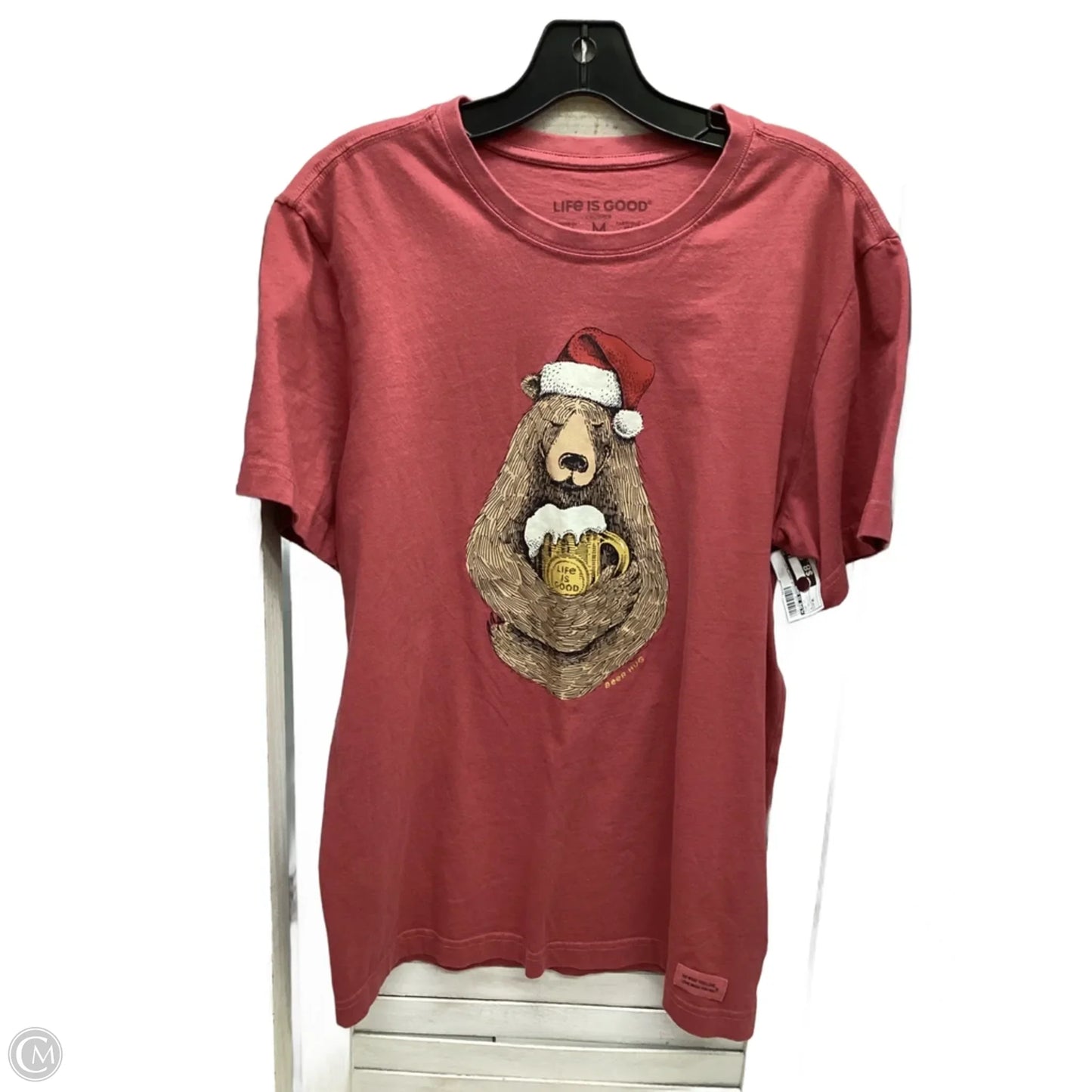 Top Short Sleeve By Life Is Good In Pink, Size: M