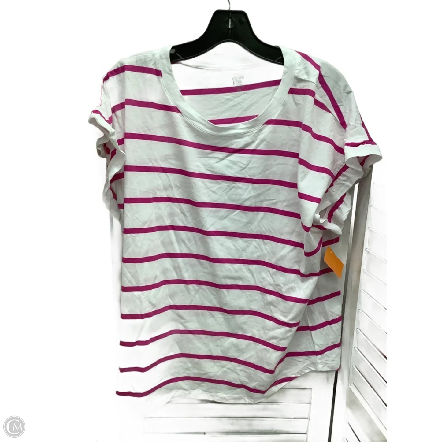 Top Short Sleeve By Crown And Ivy In Striped Pattern, Size: Xxl
