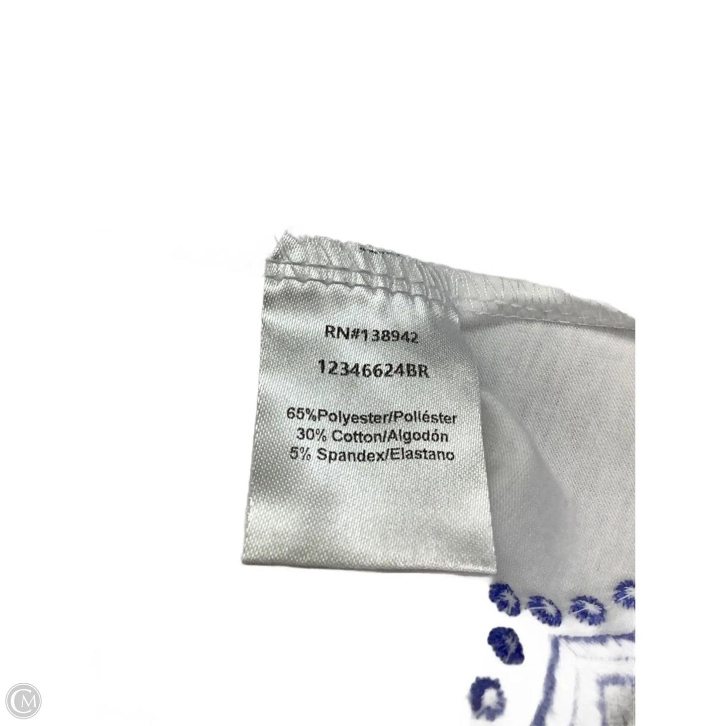 Top Short Sleeve By Clothes Mentor In Blue & White, Size: Xl