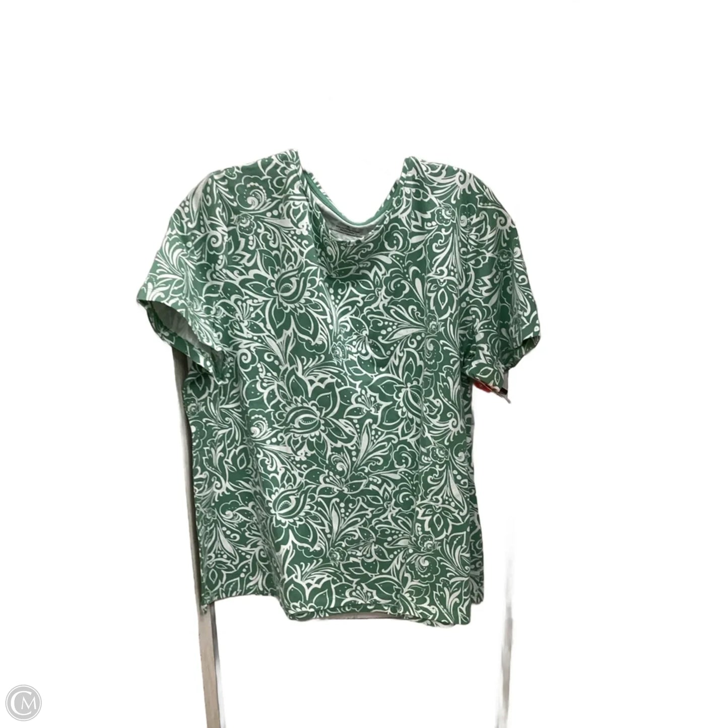 Top Short Sleeve By Talbots In Green & White, Size: Xl