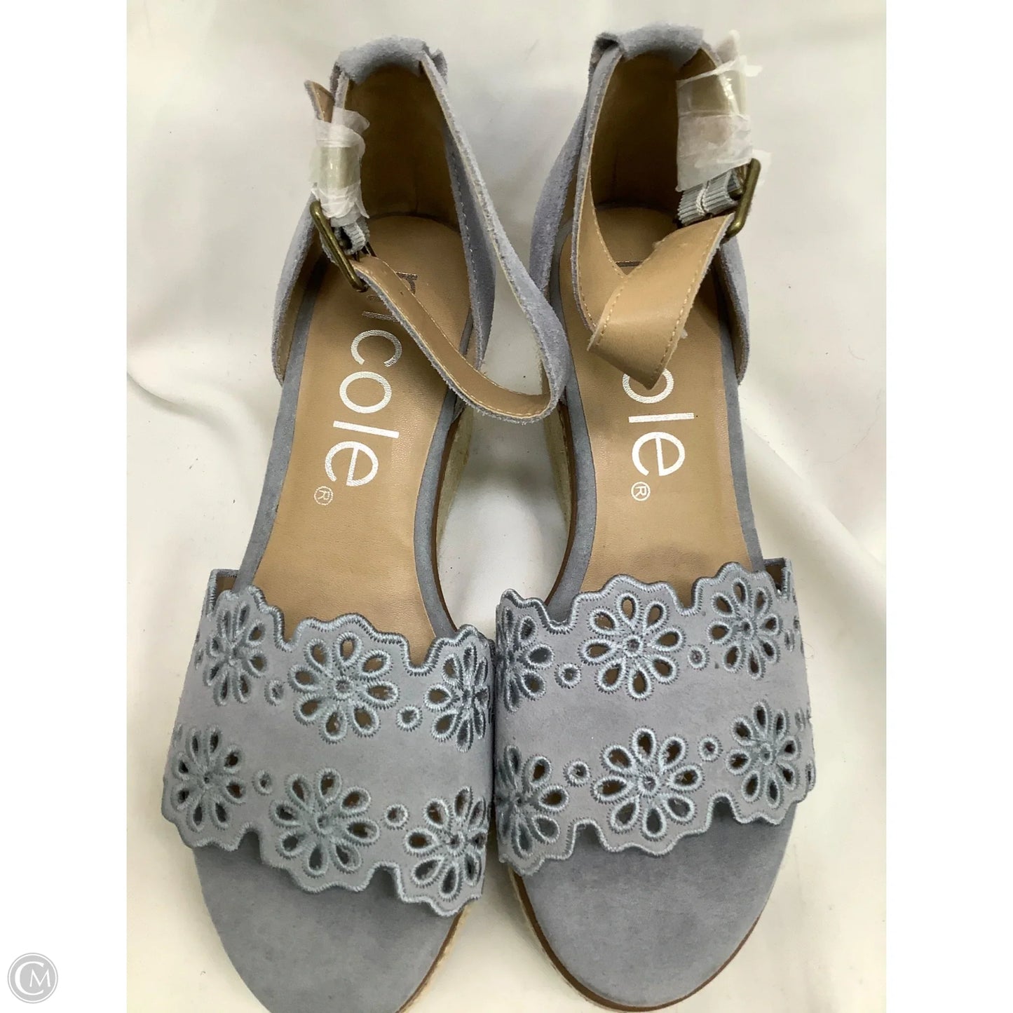 Sandals Heels Wedge By Nicole In Blue, Size: 9
