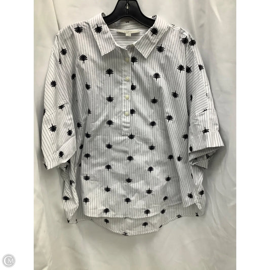 Top Short Sleeve By Loft In Black & White, Size: Xl