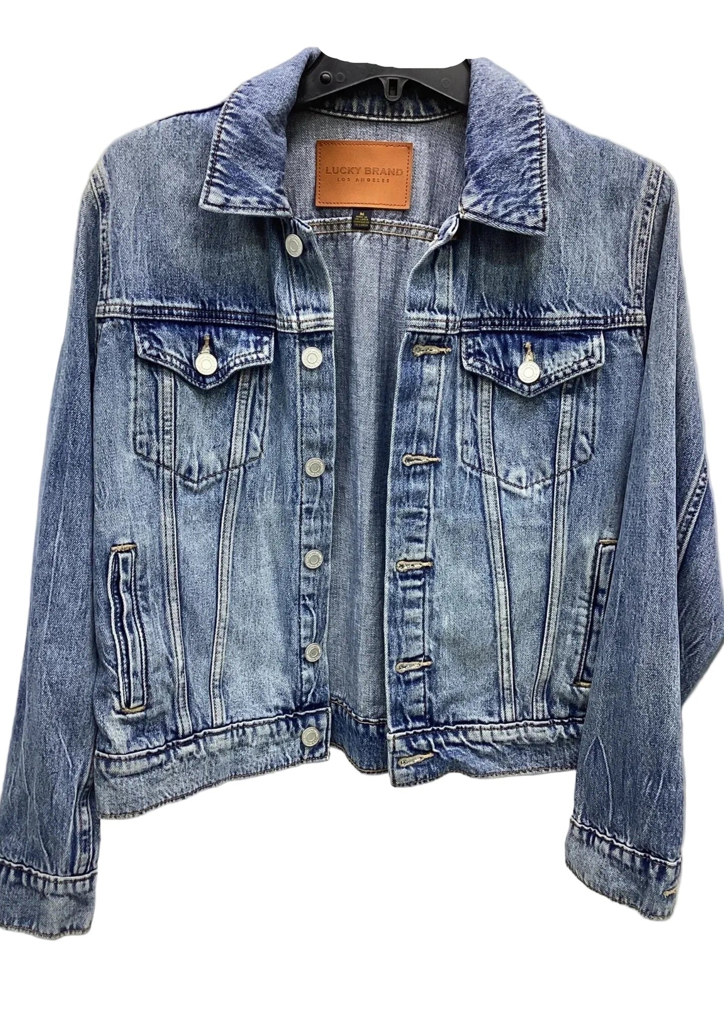 Jacket Denim By Lucky Brand In Maroon, Size: M