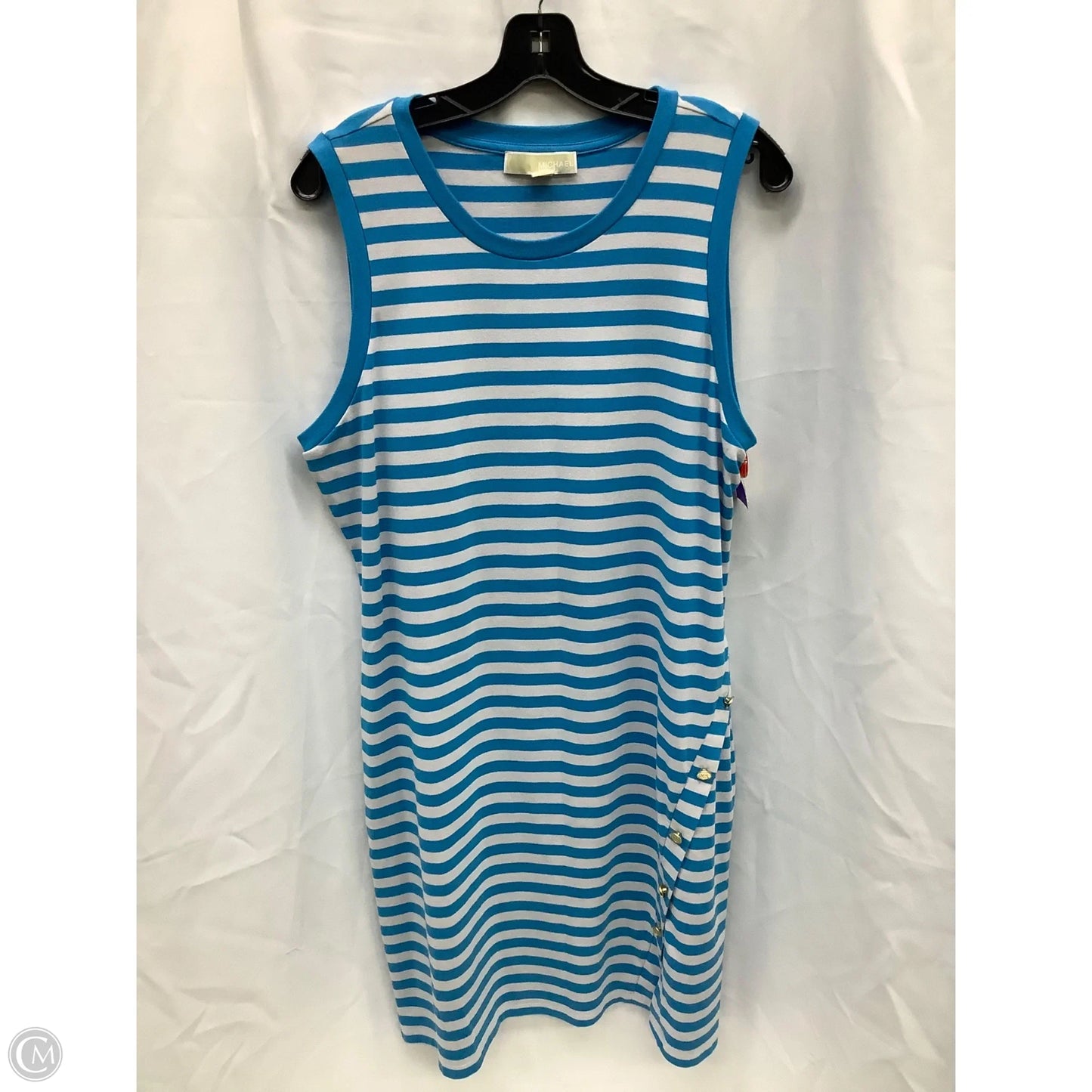 Dress Designer By Michael Kors In Blue & White, Size: Xl