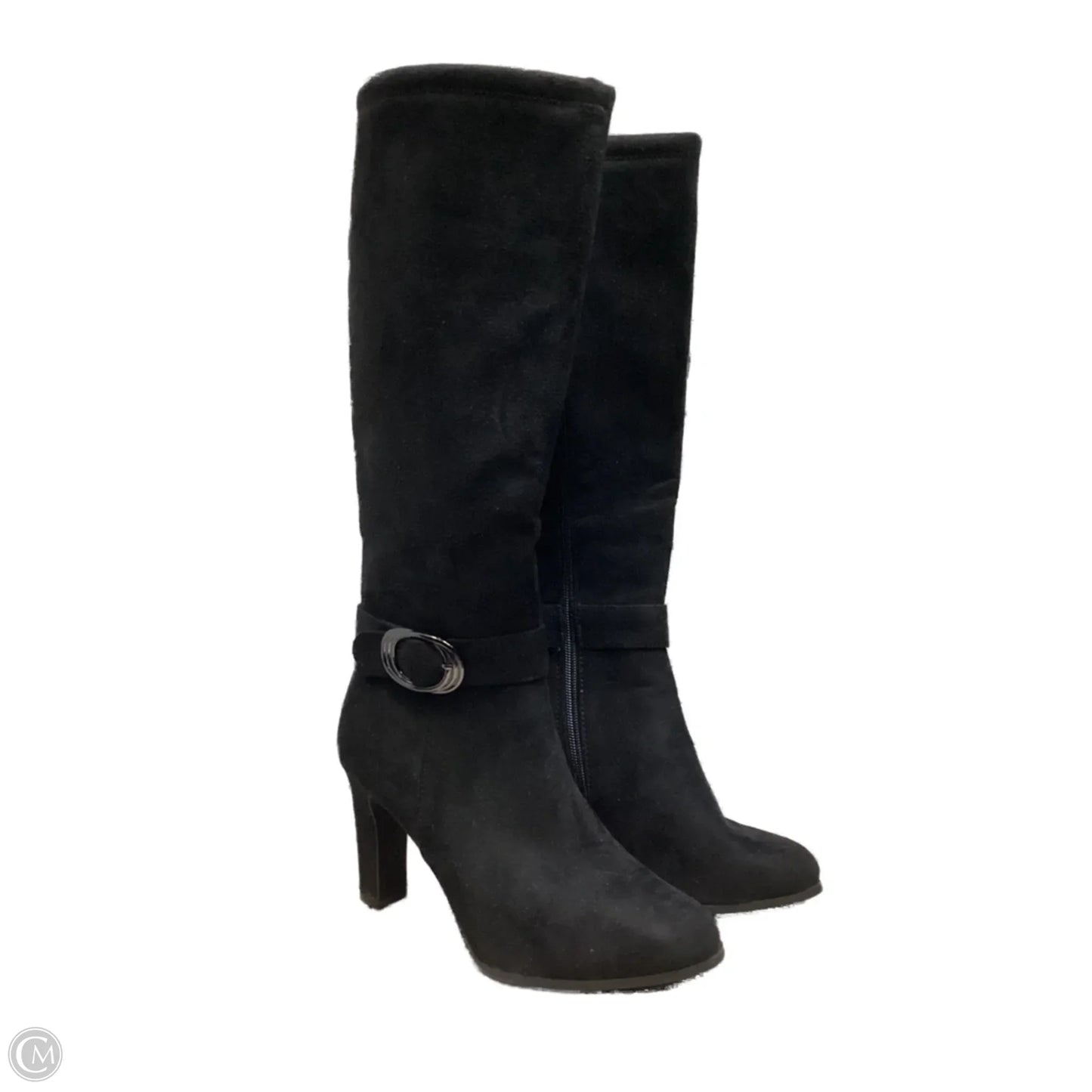 Boots Knee Heels By Clothes Mentor In Black, Size: 10