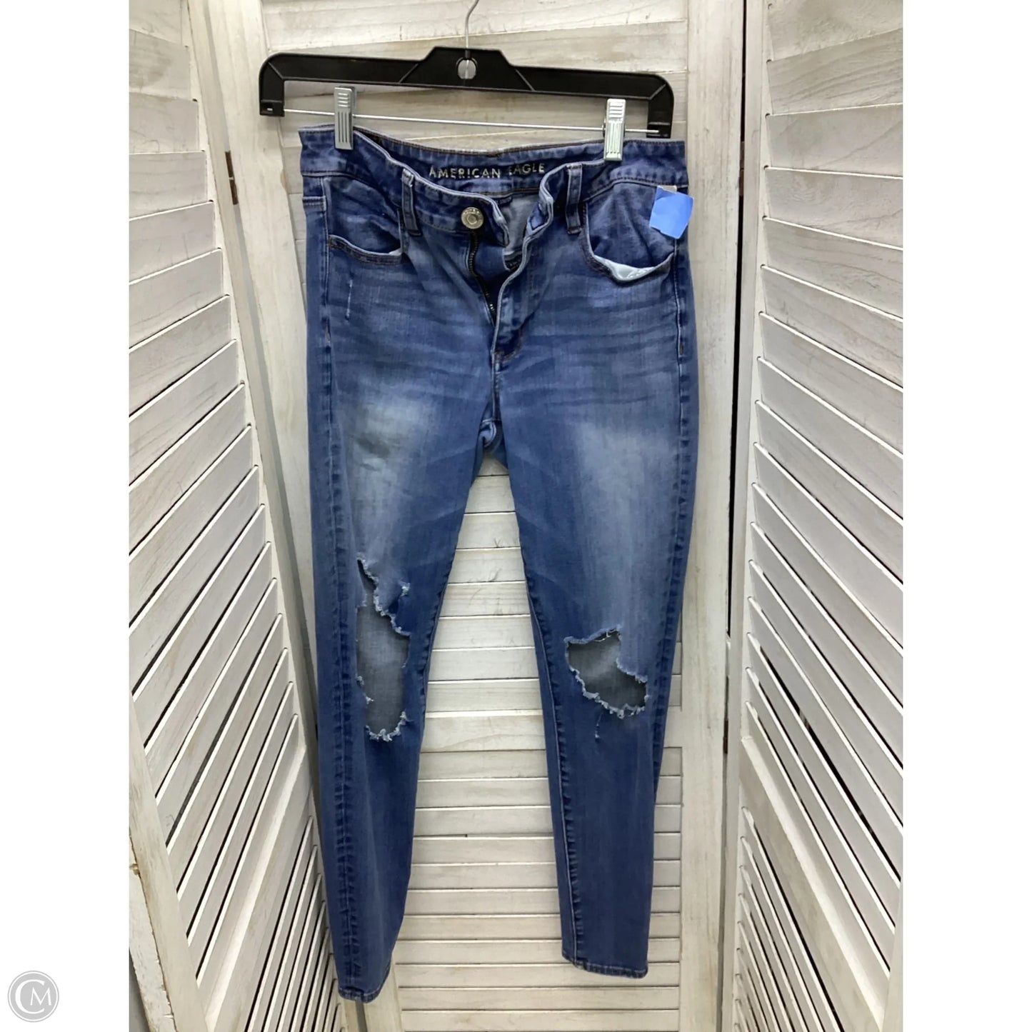 Jeans Skinny By American Eagle In Blue Denim, Size: 6