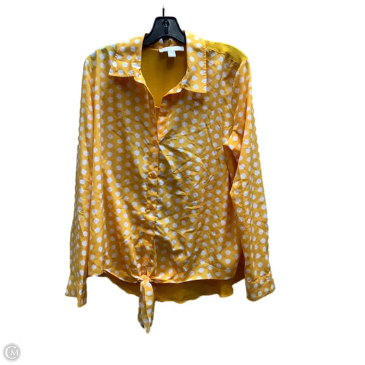 Top Long Sleeve By Michael By Michael Kors In Yellow, Size: Xl
