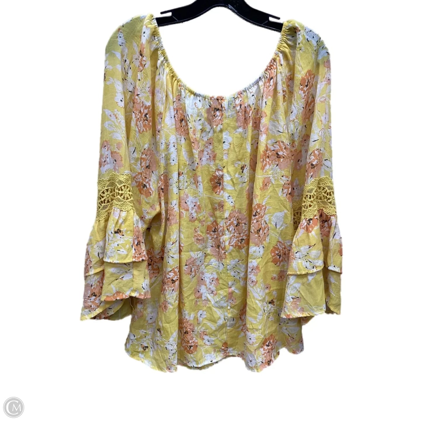 Top 3/4 Sleeve By Unique Spectrum In Yellow, Size: 3x