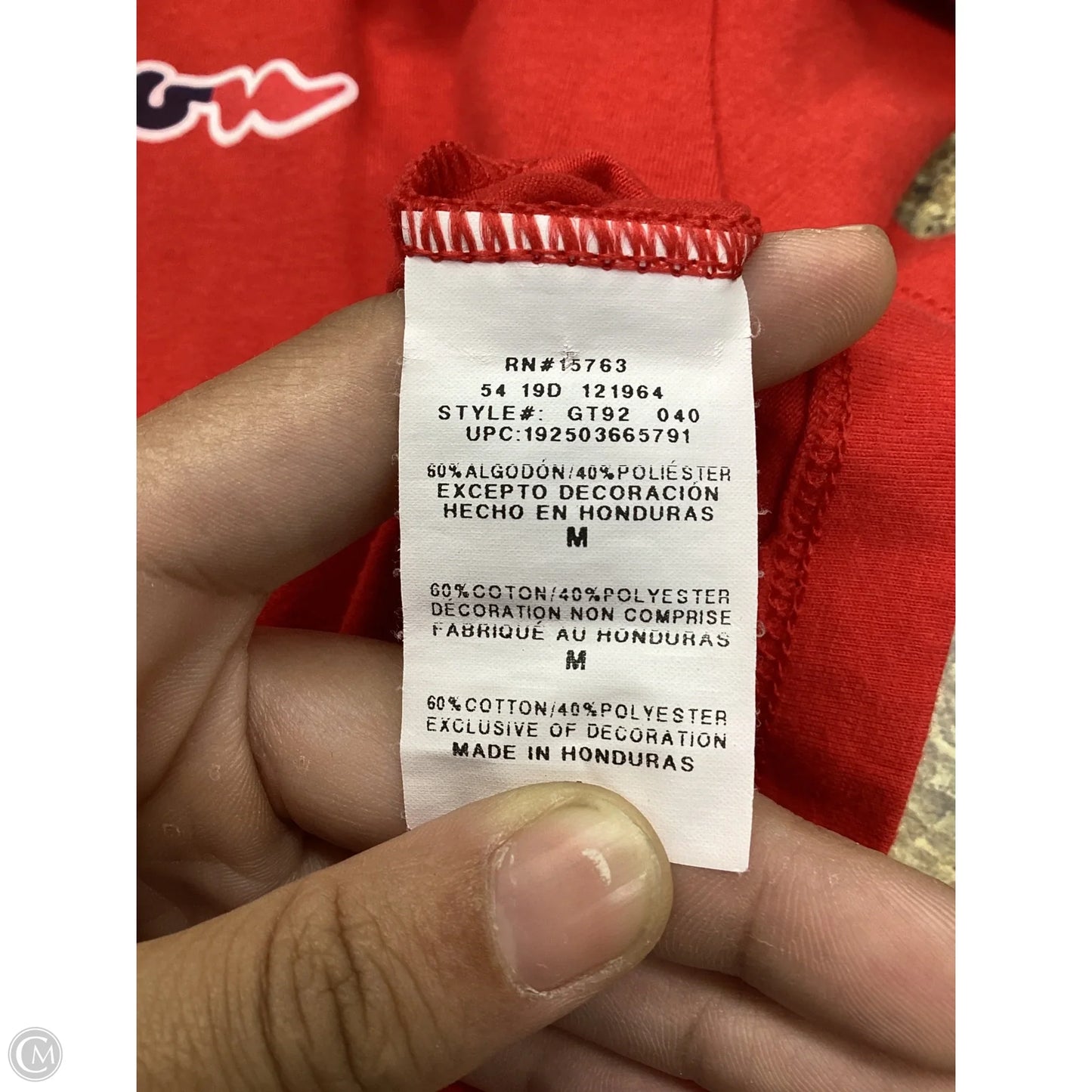 Top Short Sleeve By Champion In Red, Size: M