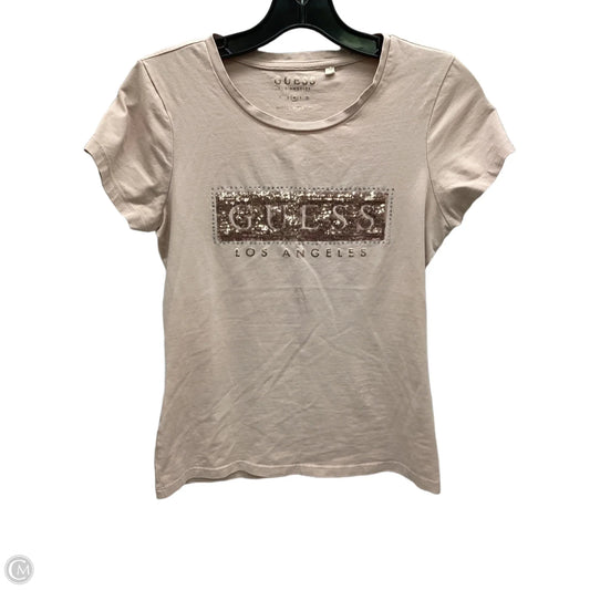 Top Short Sleeve By Guess In Pink, Size: M