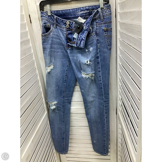 Jeans Skinny By American Eagle In Blue Denim, Size: 4