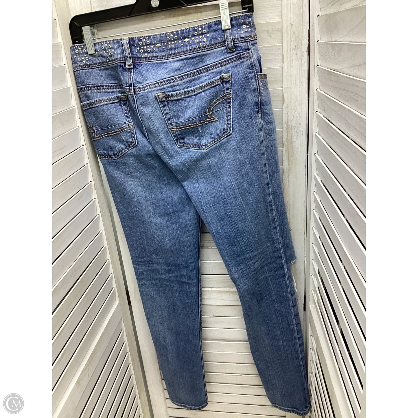 Jeans Skinny By American Eagle In Blue Denim, Size: 4