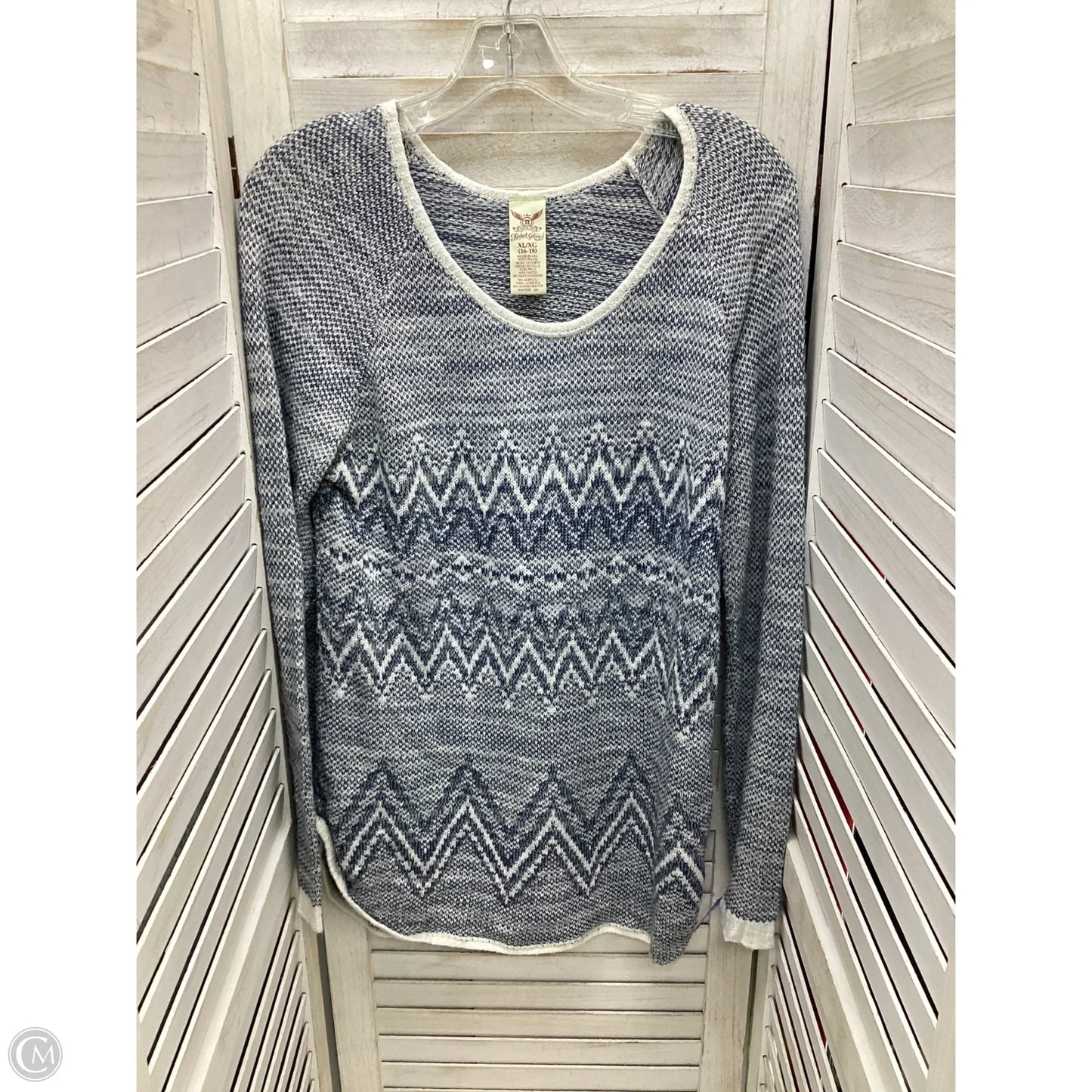 Top Long Sleeve By Faded Glory In Blue White, Size: Xl