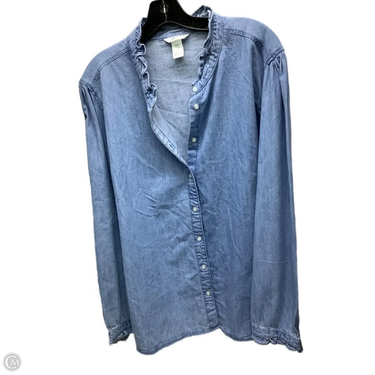 Top Long Sleeve By H&m In Blue Denim, Size: 2x