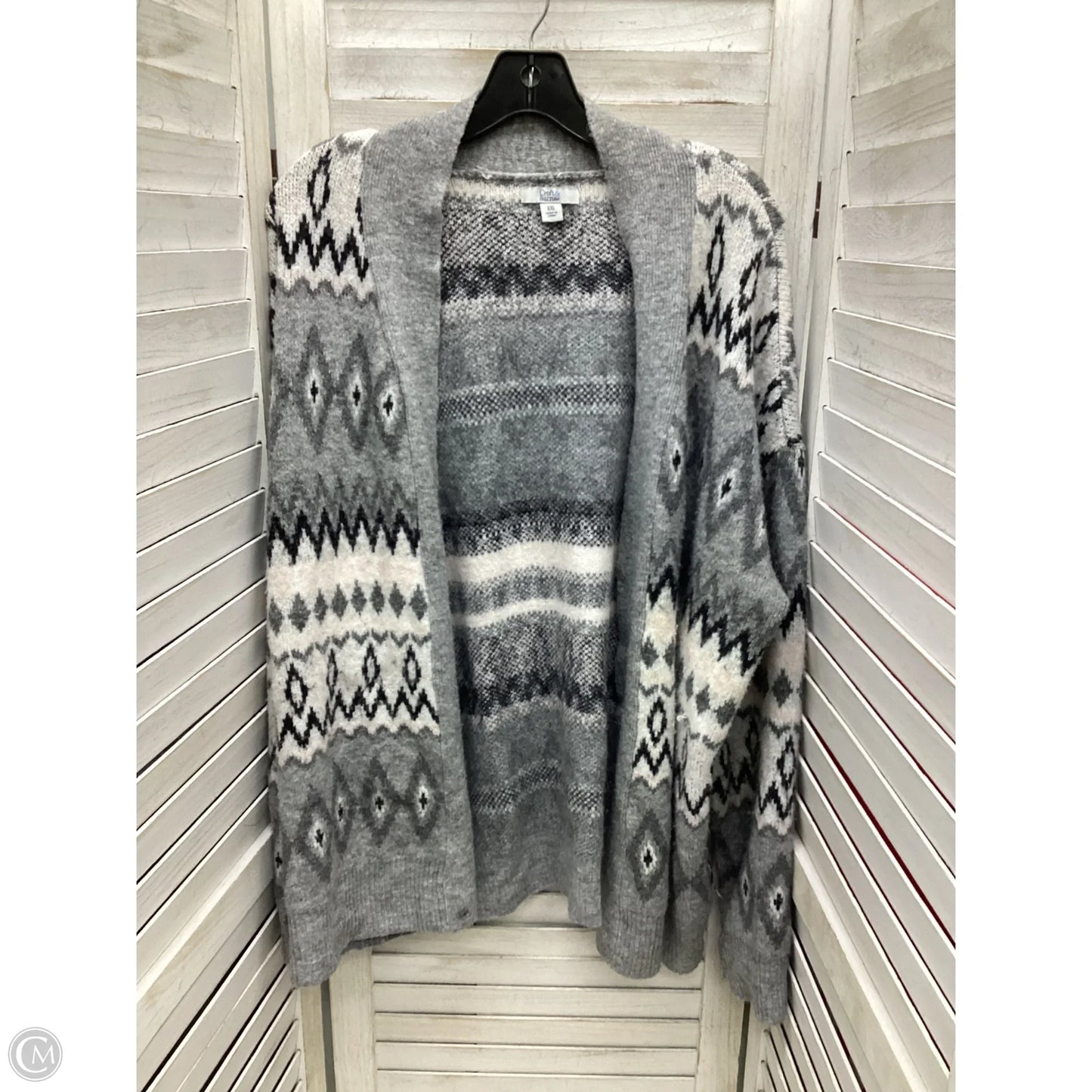 Cardigan By Croft And Barrow In Grey & Pink, Size: Xxl