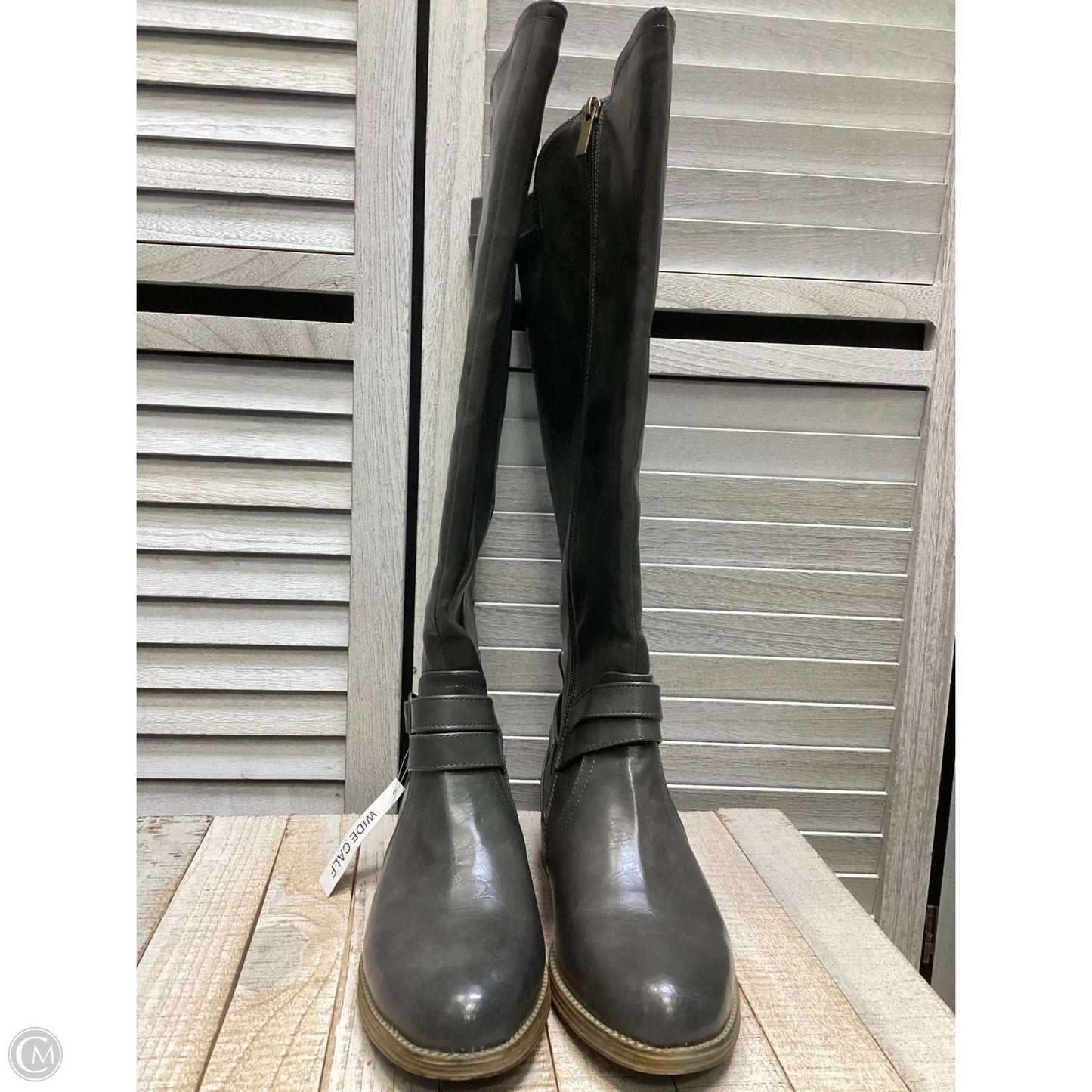 Boots Knee Flats By Cato In Grey, Size: 8
