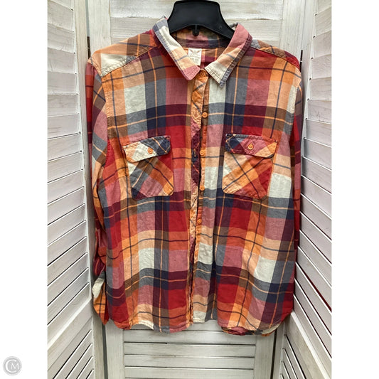 Top Long Sleeve By Faded Glory In Plaid Pattern, Size: Xxl